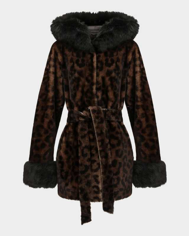 Hooded Lamb Shearling Parka with Merinillo Lamb Shearling Tr